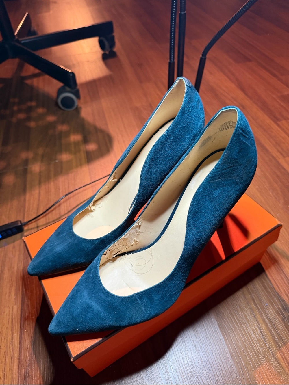Nine West Teal Suede Pointed-Toe Pumps